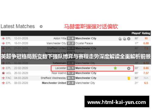 英超争冠格局新变数下强队博弈与赛程走势深度解读全面解析前景 英超争冠格局新变数下强队博弈与赛程走势深度解读全面解析前景